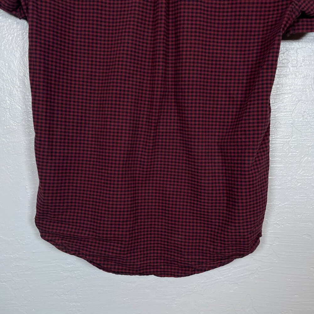 Superdry Men M Black Red Gingham Ultimate Oxford Shirt Short Sleeve Modern Fit - Picture 7 of 11